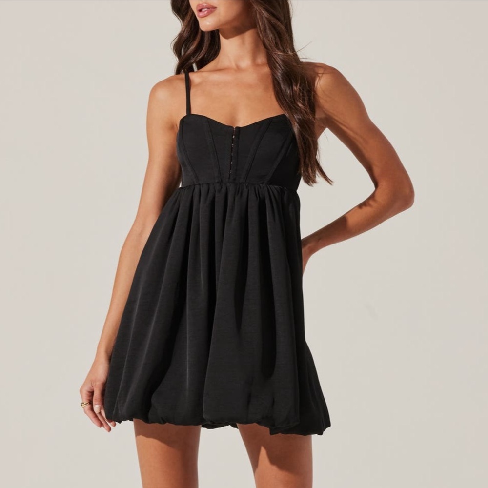 Astr Black Bustier Bubble Hem Babydoll Dress